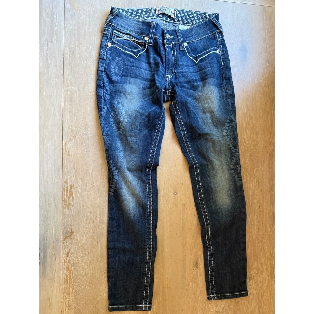 Ariat REAL Denim Womens 30R Dark Wash Skinny Jeans Contrast Stitch Mid Rise